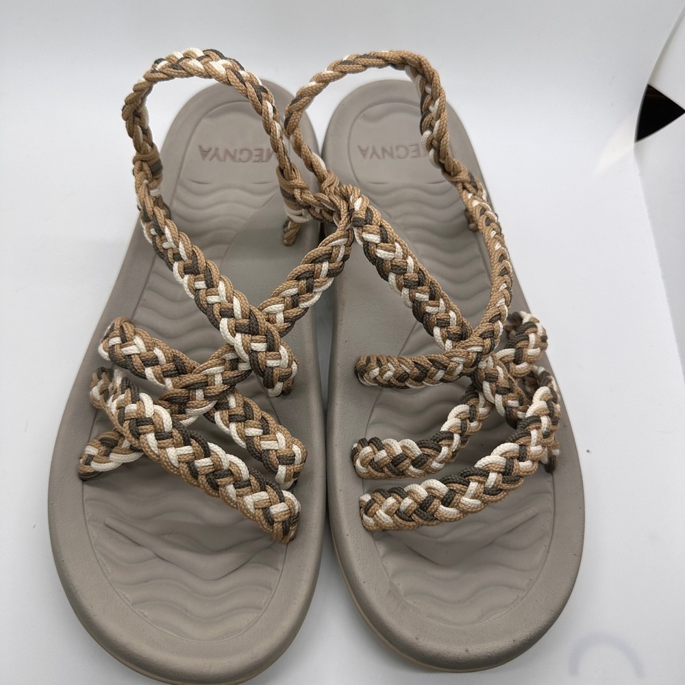 Mecnya Braided Strap Sandal Comfort Casual Tan, Beige, Cream Color Woven Shoes - Picture 7 of 9